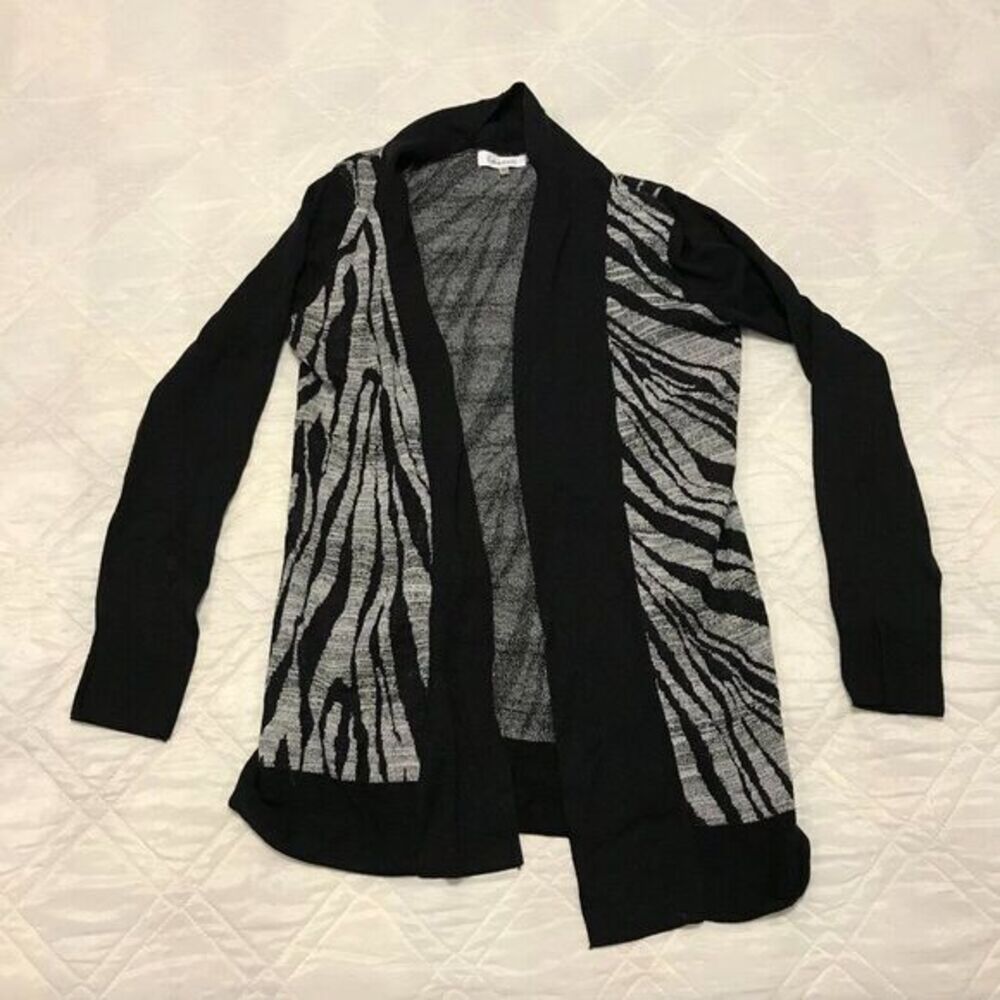Calvin Klein black & gray sweater jacket wrap cardigan XS